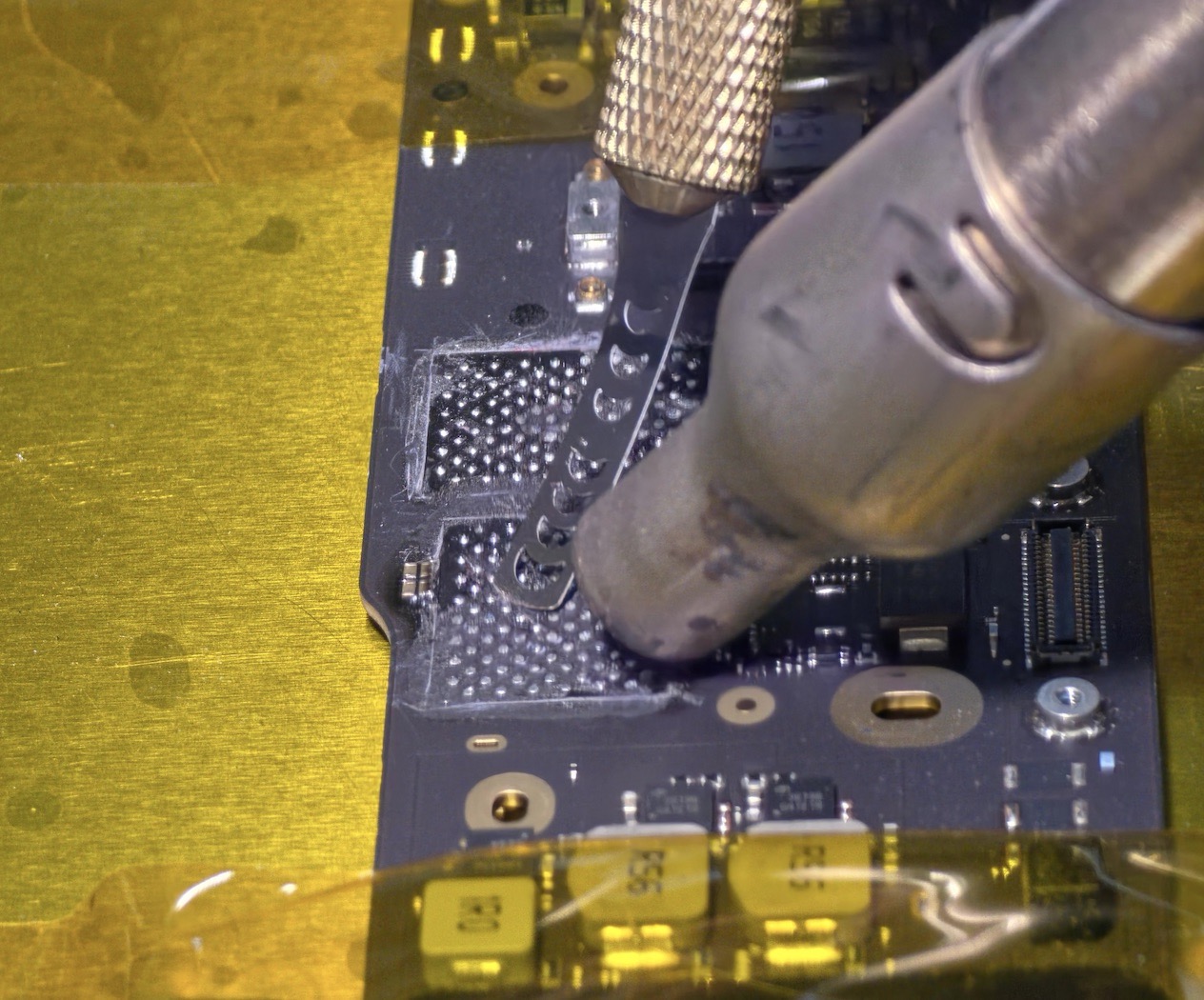 Scraping off underfill and solder