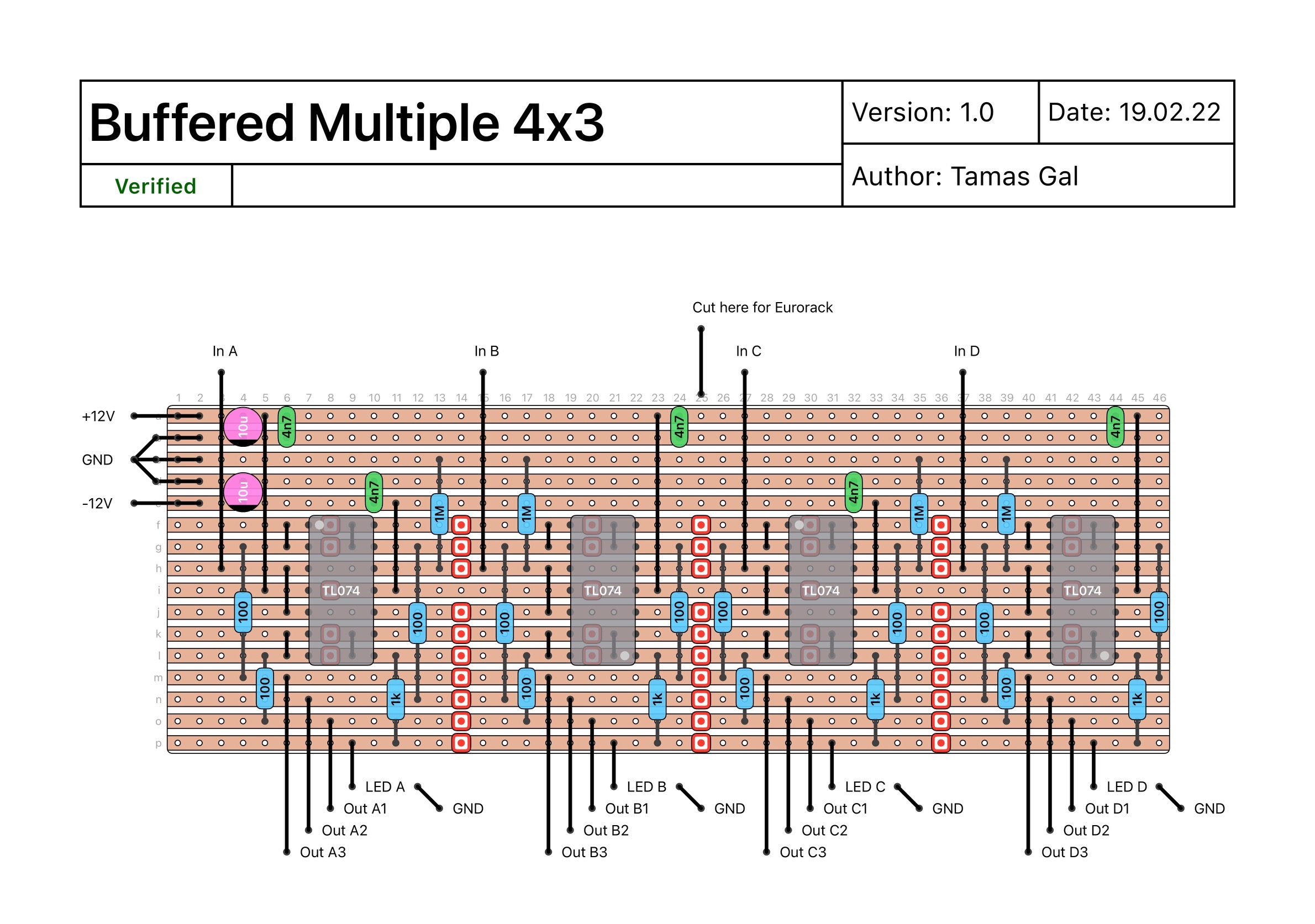 Buffered multiple stripboard layout v1